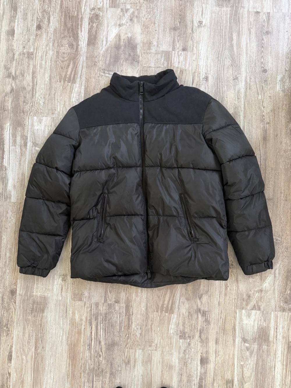 Guess Black Puffer Bomber Jacket
